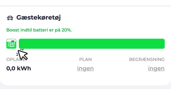 Aktiv boostknap ved ladepunktet