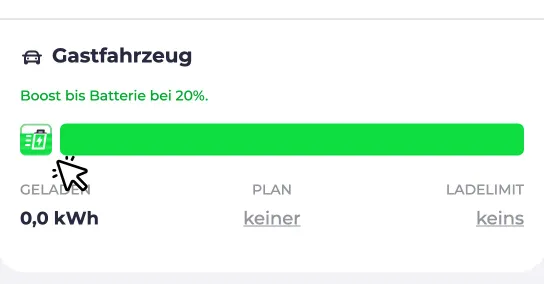 Aktiver Boost-Button am Ladepunkt