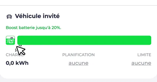 Bouton de boost actif au point de charge