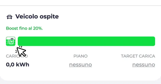 Pulsante boost attivo sul punto di ricarica