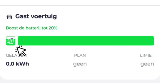 Actieve boostknop op het laadpunt