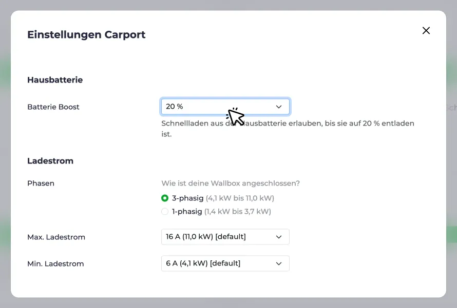 Batterie-Boost-Limit festlegen