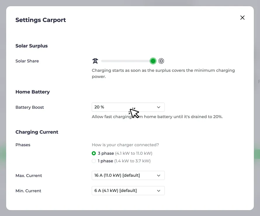 Set the battery boost limit