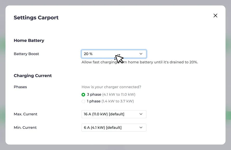 Set the battery boost limit