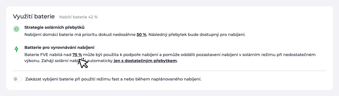 Nabíjení vozidla s podporou baterie