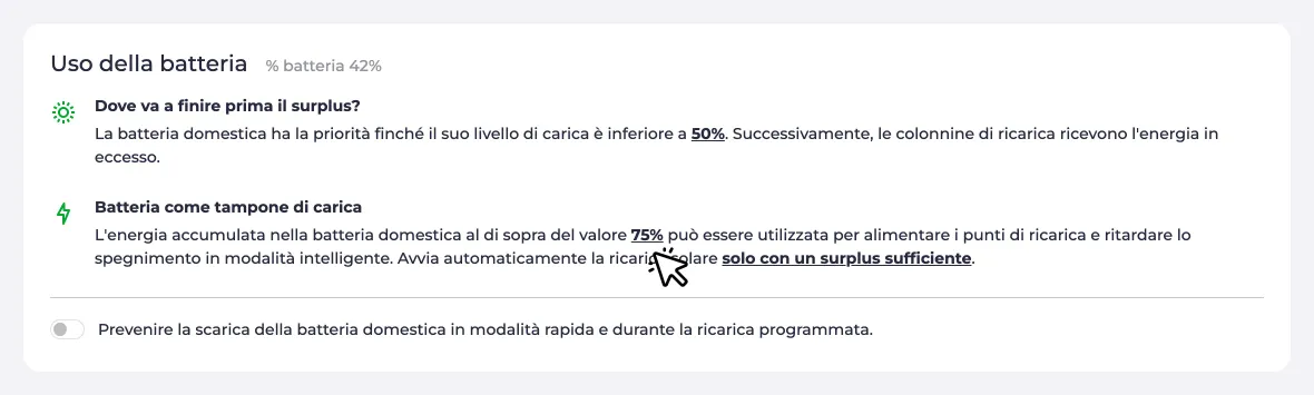 Ricarica del veicolo supportata dalla batteria