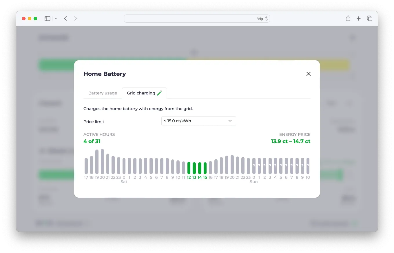 Charge home battery with cheap grid energy