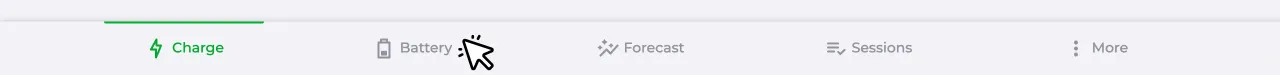 Battery page in the navigation bar