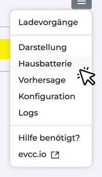 Screenshot der Hauptnavigation.
