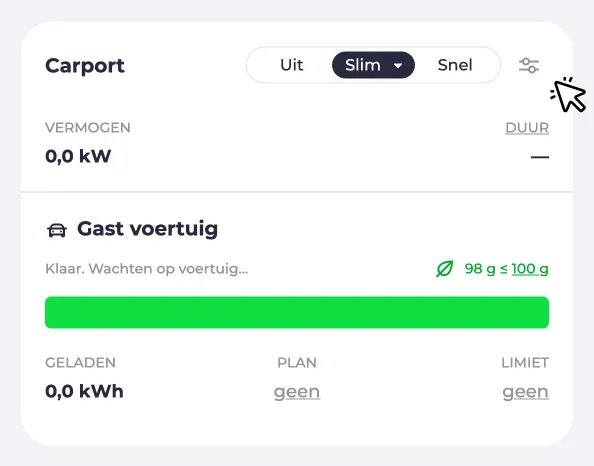 Instellingen bij het laadpunt