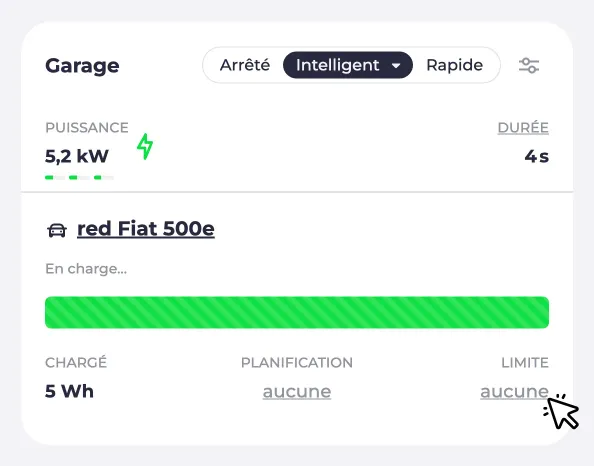 Capture d’écran d’un point de charge sans limite définie : cliquez sur la valeur limite pour en définir une