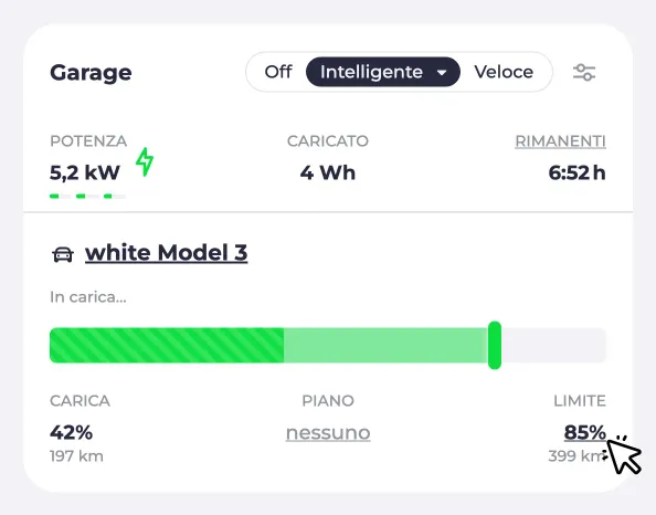 Screenshot di un punto di ricarica con limite di ricarica al 90%