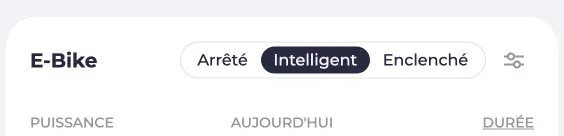 Capture d’écran d’une prise commutable avec les modes Arrêté, Intelligent et Enclenché.