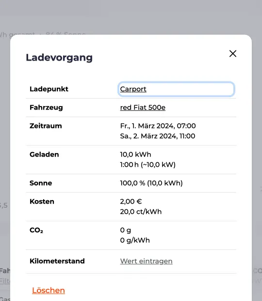 Detailansicht eines Ladevorgangs