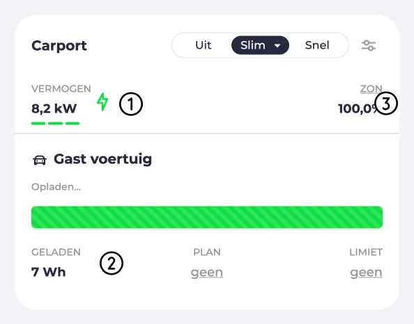 Meetwaarden tijdens het laden