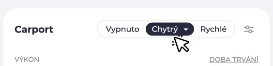 Snímek obrazovky nabíjecího bodu. Kurzor klikne na režim Chytrý.