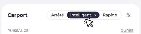 Capture d’écran d’un point de charge. Le curseur clique sur le mode Intelligent.