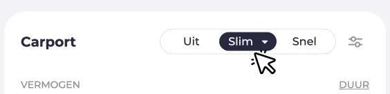 Screenshot van een laadpunt. De cursor klikt op de modus Slim.