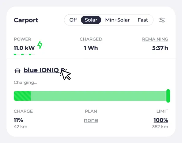 Changing a vehicle at the charging point