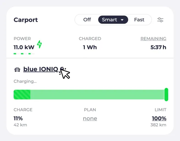Changing a vehicle at the charging point