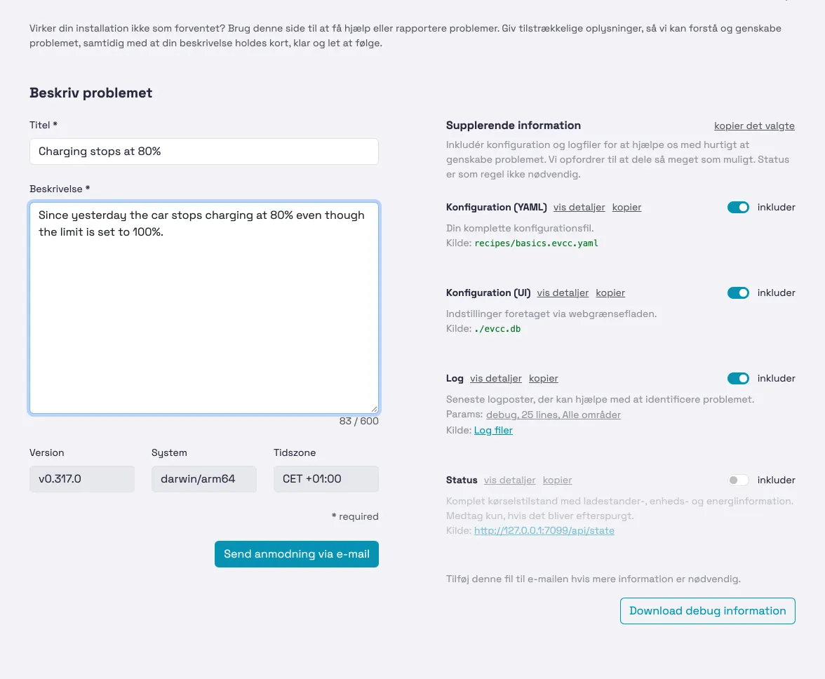Problemrapport via e-mail