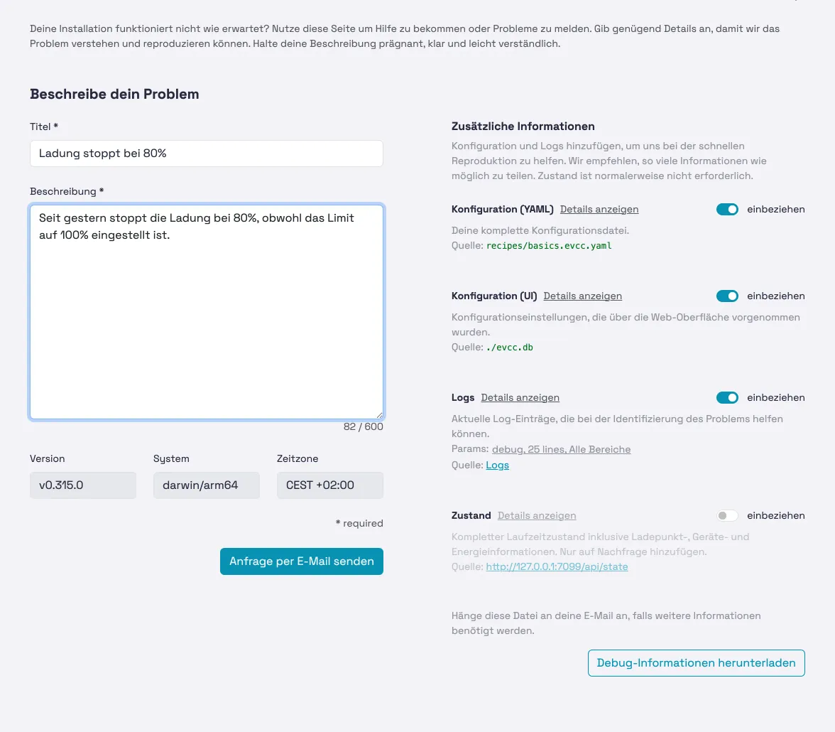 Problembericht per E-Mail