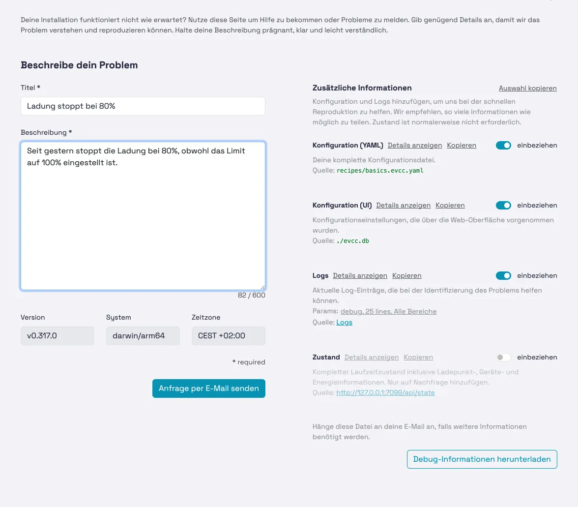 Problembericht per E-Mail