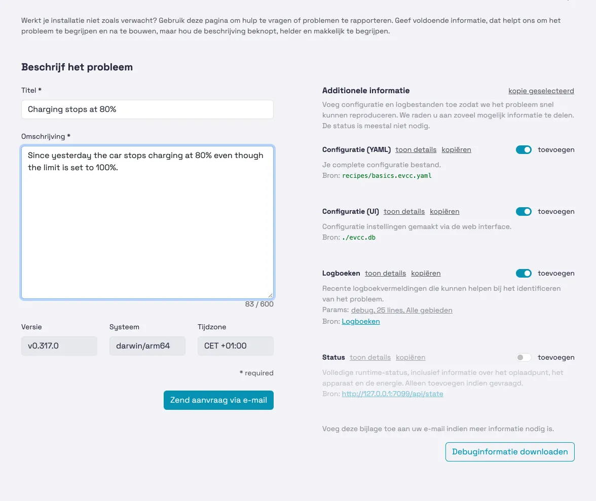 Probleemmelding via e-mail