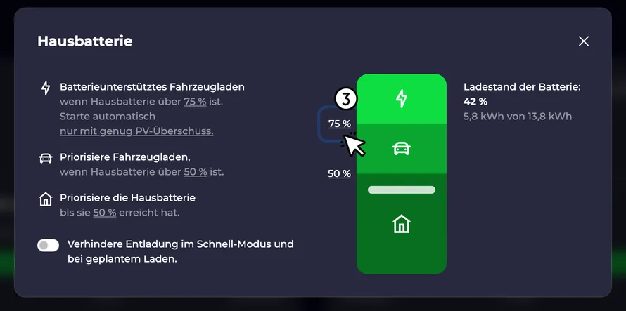 Batterieunterstütztes Fahrzeugladen