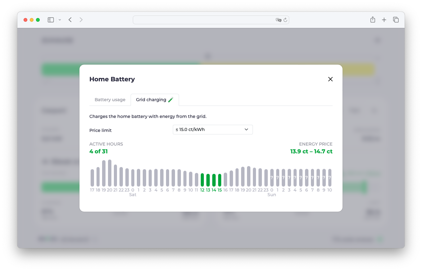 Charge home battery with cheap grid energy