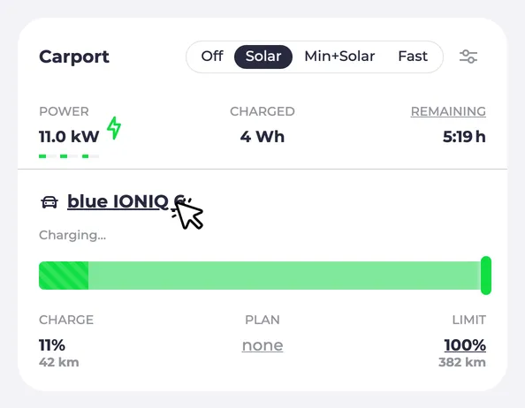 Changing a vehicle at the charging point